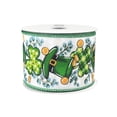 thumbnail image 3 of Homeford St. Patrick's Leprechaun Hats Coins Foliage Wired Ribbon, 2-1/2-inch, Green/White, 10-yard, 3 of 4