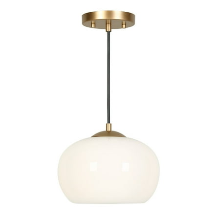 LNC Altithara 1-Light Modern Matte Gold E26 Mini Pendant with Opal Glass Globe Shade