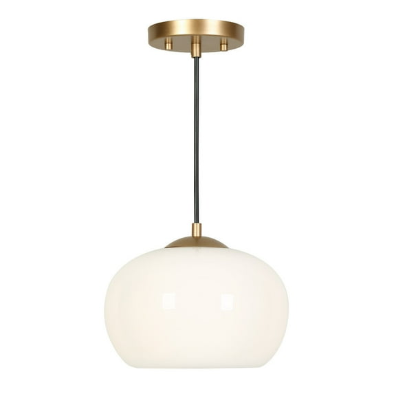 LNC Altithara 1-Light Modern Matte Gold E26 Mini Pendant with Opal Glass Globe Shade