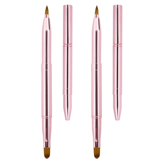 [2 Pack] Lip Brush for Lipstick, Retractable Lip Brushes, Dual-ended Makeup Brush for Lipstick Lip Gloss, Include Lid