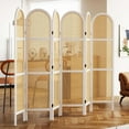thumbnail image 4 of Room Dividers and Folding Privacy Screens, 5.6 Ft Double Hinged Rattan Partition Freestanding Wall Room Divider for Home - 6 Panels (White), 4 of 18