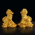 thumbnail image 3 of 1 par de estatuas Kylin de Feng Shui, figuras chinas para decoración del hogar, sala de estar u oficina Oro 9x9.5cm, 3 of 9