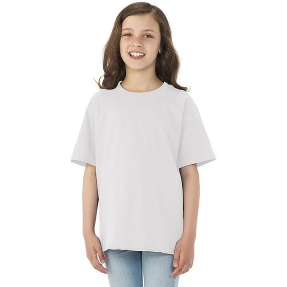 Jerzees Youth HiDENSI-T Short Sleeve Crew T-Shirt, JZ363BR, 2XL, White