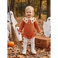 thumbnail image 4 of RUINIXCW Newborn Baby Girl Fall Winter Knit Romper Sweater Infant Baby Girl Thanksgiving Halloween Outfit Pumpkin Lapel Long Sleeve Bodysuit Jumpsuit, 4 of 10