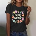 thumbnail image 2 of Maqroz Happy Easter Shirt for Women Cute Easter Eggs Graphic Tees Round Neck Short Sleeve T-shirt Casual Loose Tops, 2 of 7