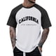 thumbnail image 1 of Camiseta de manga raglán con bloques de color para hombre, de seda de leche y poliéster, informal., 1 of 4