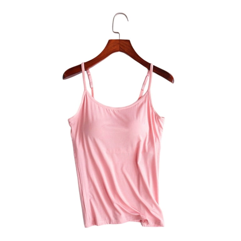 Women's Camisole Tops with Built in Bra Neck Vest Padded Slim Fit