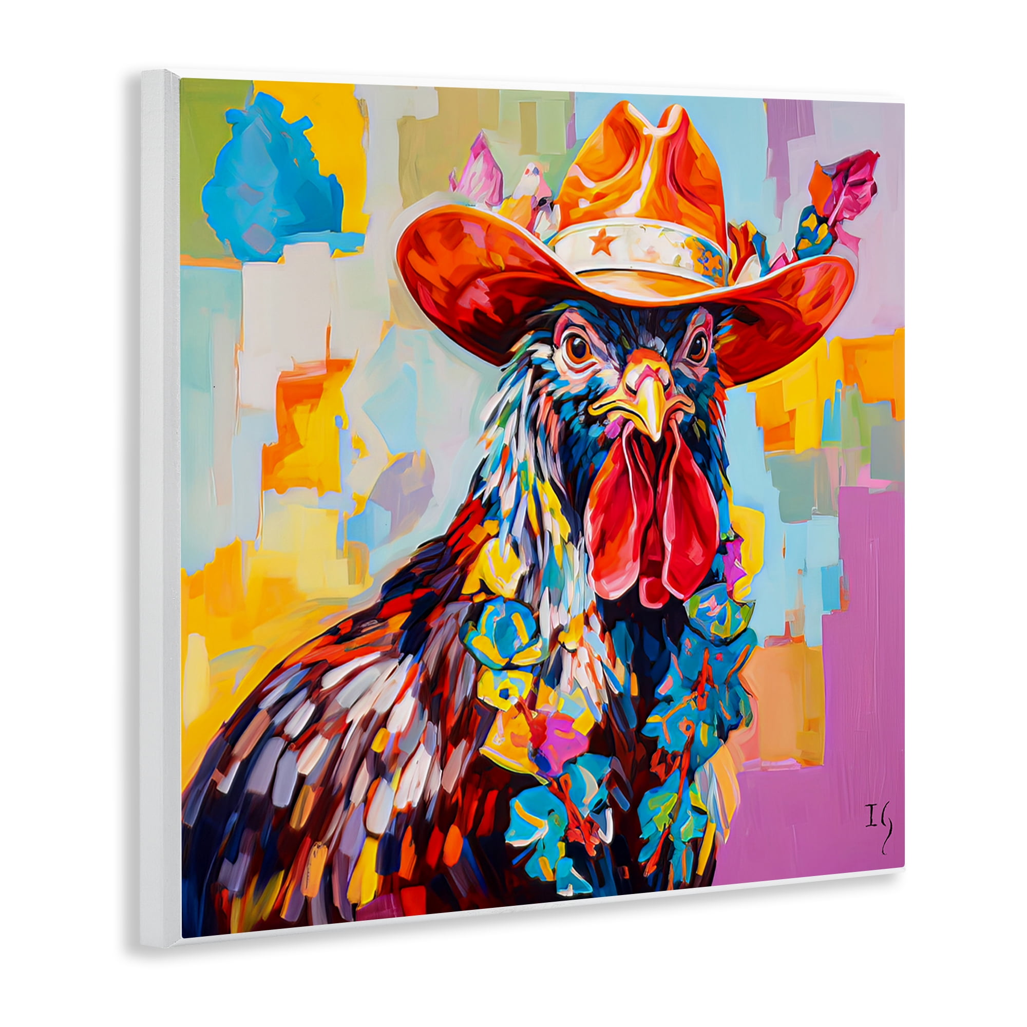 Stupell Industries Modern Cowboy Rooster Animals & Insects Painting Unframed Art Print Wall Art, 12 x 12