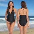 thumbnail image 2 of TGPMGRZ Maternity Swimsuits One Piece V-Neck Pregnancy Swimwear Halter Maternity Bikini Black, Size S, 2 of 9