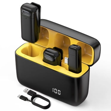 Wireless Microphones for iPhone/iPad/Android/Camera, Dual Microphones, Mini Microphones, Noise Cancelling Clip, USB-C Charging for YouTube/TikTok/Live Stream,  for Video Recording