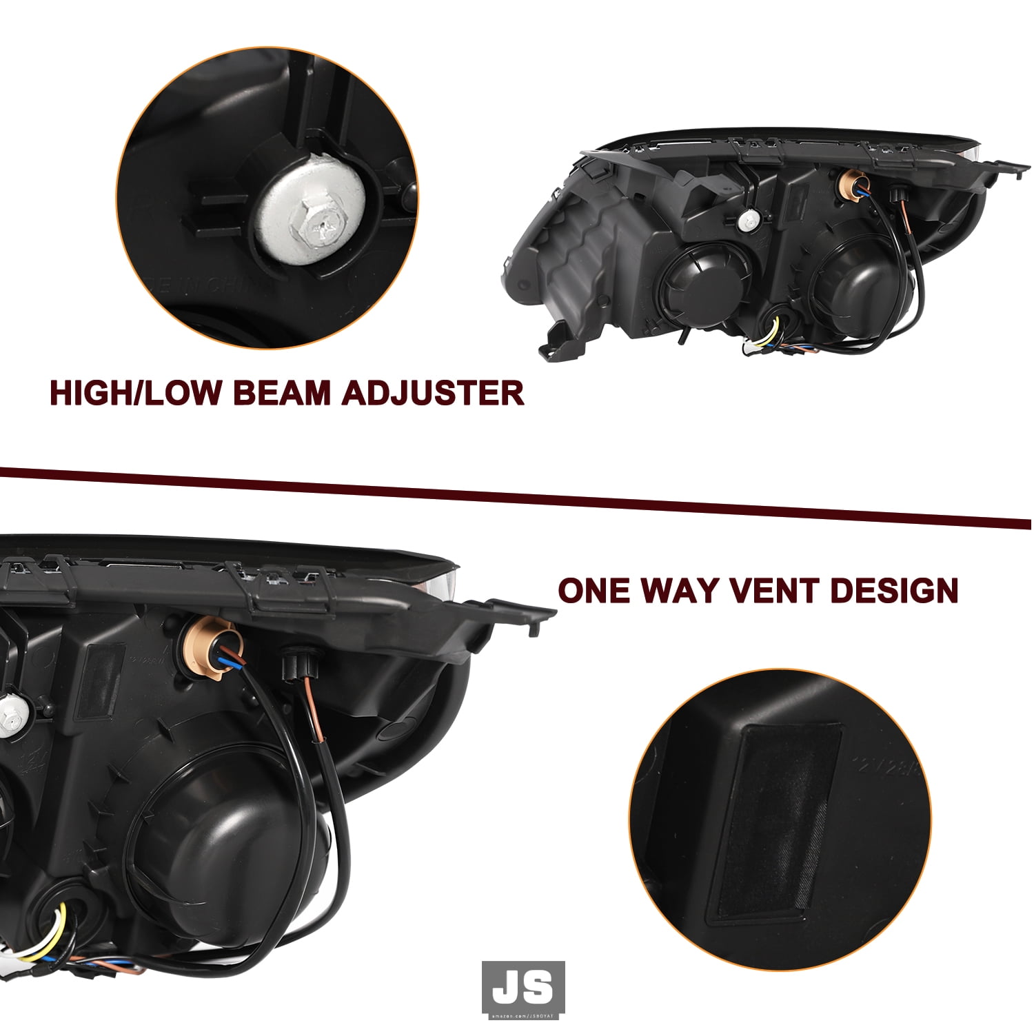 Headlights For 2010-2015 Chevy Equinox LS / LT Black Halogen Headlamps With Bulb