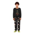 thumbnail image 4 of Family Pajamas Matching Sets - 2 piece Black Christmas Tree with Santa Hat Print Long Sleeve Top and Pants Pjs, Matching Pajamas for Family Holiday Eve for 2 Years Pjs, 4 of 9