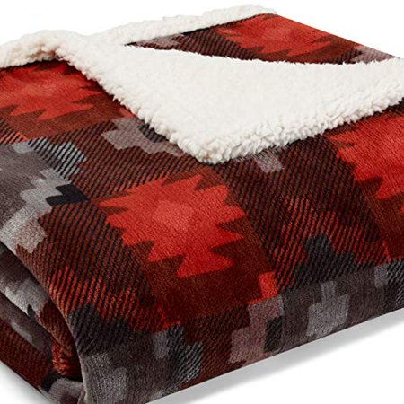 Eddie Bauer Ultra-Plush Collection Throw Blanket-Reversible Sherpa