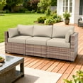 thumbnail image 6 of Kimunuk 8 Pcs Outdoor Cushion Covers for Patio Furniture, Washable Outdoor Cushion Slipcovers Replacement with Zipper for 3 Seat Rattan Sofa, Cream, 6 of 7