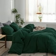 thumbnail image 3 of MooMee Duvet Cover Set Full 100% Washed Cotton Twill Ultra-Soft Breathable Linen Like 3-Piece (Forest Green, 80"x90"), 3 of 7