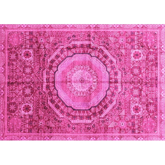 Ahgly Company Indoor Rectangle Abstract Pink Modern Area Rugs, 2' x 4'