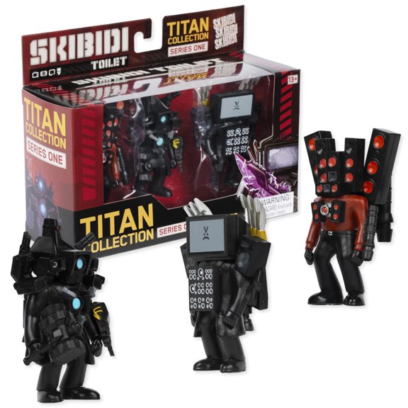 Toy SKIBIDI Toilet Titan, paquete de 3 piezas coleccionables con licencia oficial