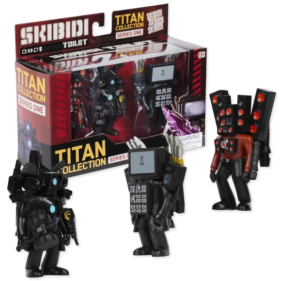 Toy SKIBIDI Toilet Titan, paquete de 3 piezas coleccionables con licencia oficial