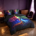 thumbnail image 2 of Homewish Rainbow Tree of Life King Bedding, Dreamy Galaxy King Bed in a Bag, Black Reversible 7pcs, 2 of 7