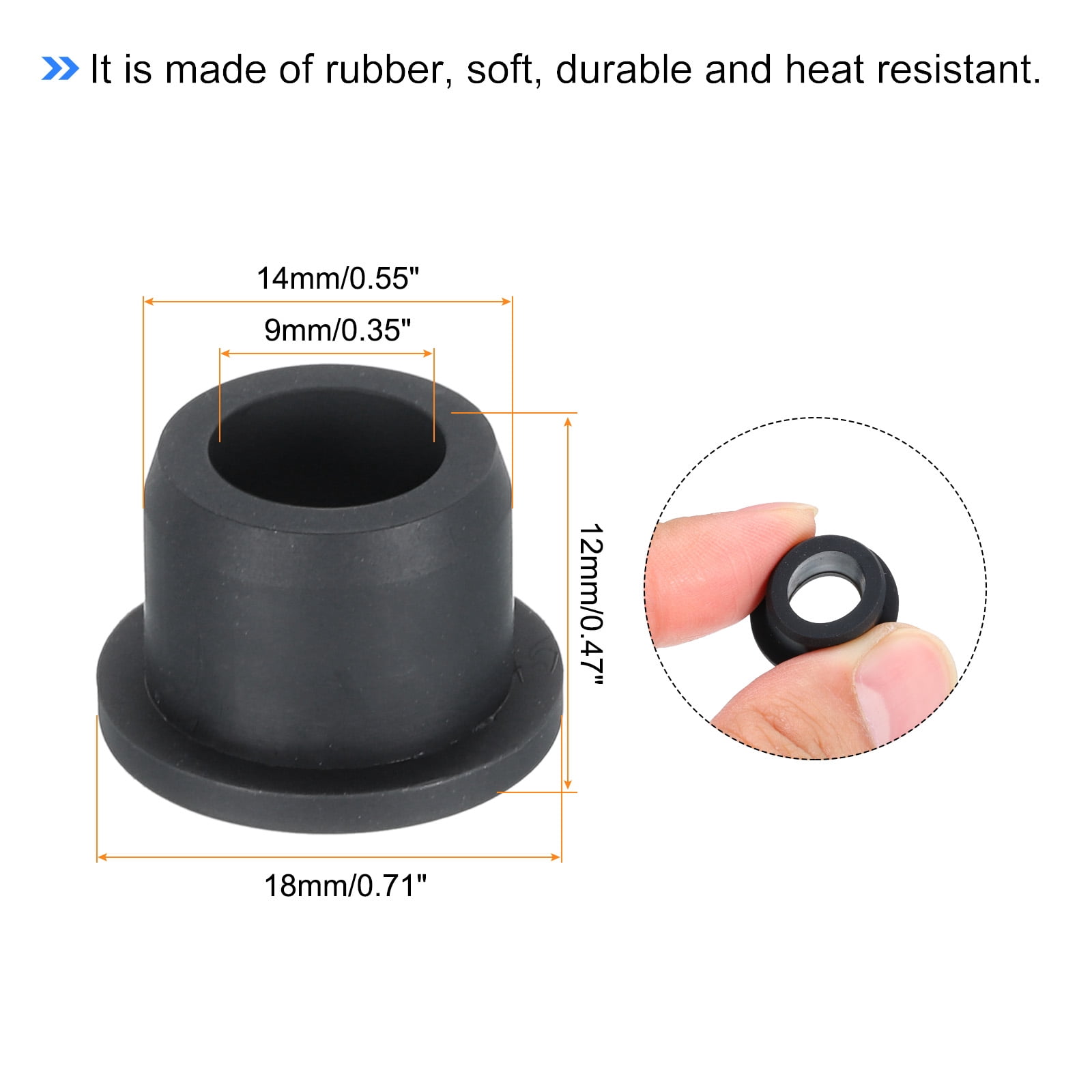 Uxcell 16 Pcs T-Type Rubber Grommets, 14mm Mounting Hole Diameter, Black Firewall/Cable Hole Plugs 1 thumbnail image