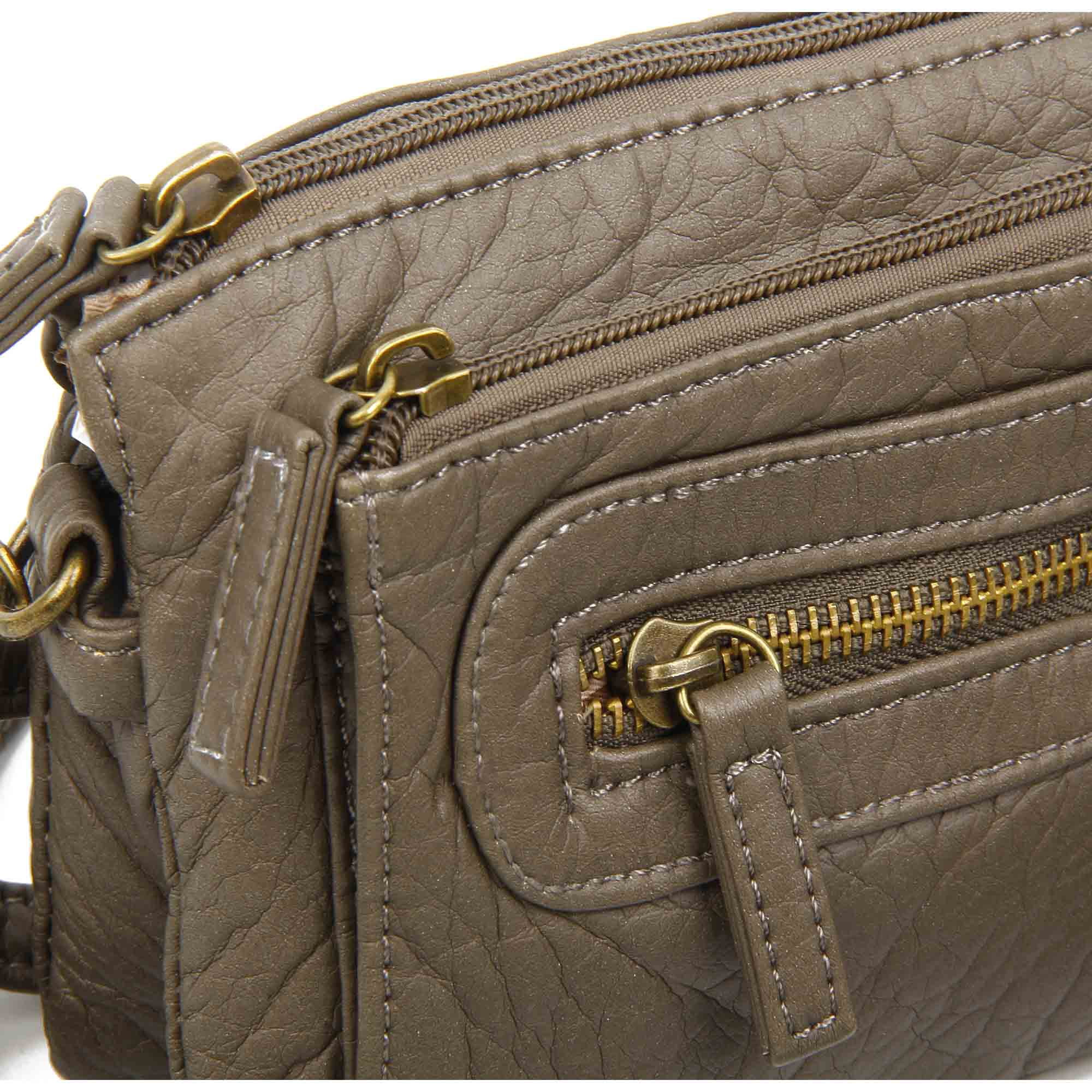 The Anita Women Wristlet Multi Functional Crossbody Soft Vegan Leather Bag by Ampere Creations - Dark Grey