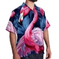 thumbnail image 2 of Flamingo Tropical Rainforest Men's Short Sleeve Beach Shirts, Casual Printed Poplin Button Down, Unisex Summer Hawaiian Shirt, 2 of 6