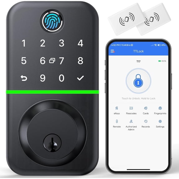 Smart Door Lock Deadbolt with Keypad: Keyless Entry Door Lock - Fingerprint Lock for Front Door - Electronic Lock with Bluetooth and APP Control