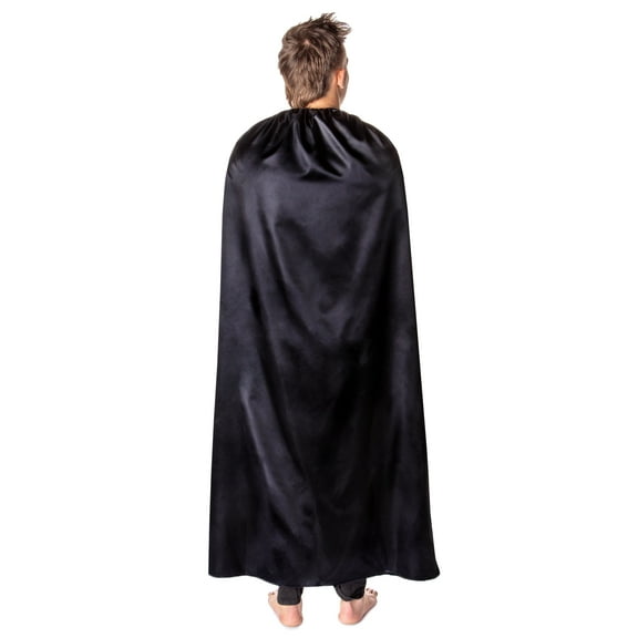 OSFM Black Satin Halloween Vampire Superhero Costume Cape for Men and Women with Adjustable Tie at Neck