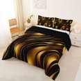 thumbnail image 2 of Castle Fairy 3D Metallic Gold Wave Full Size Comforter Sets 3-Piece,Glossy Layered Abstract Pattern Bedding Comforter Set,Gold Black,Black Reversible,1 Comforter and 2 Pillowcases, 2 of 6