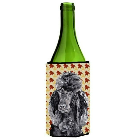 Black Standard Poodle Fall Leaves Wine bottle sleeve Hugger  24 Oz.