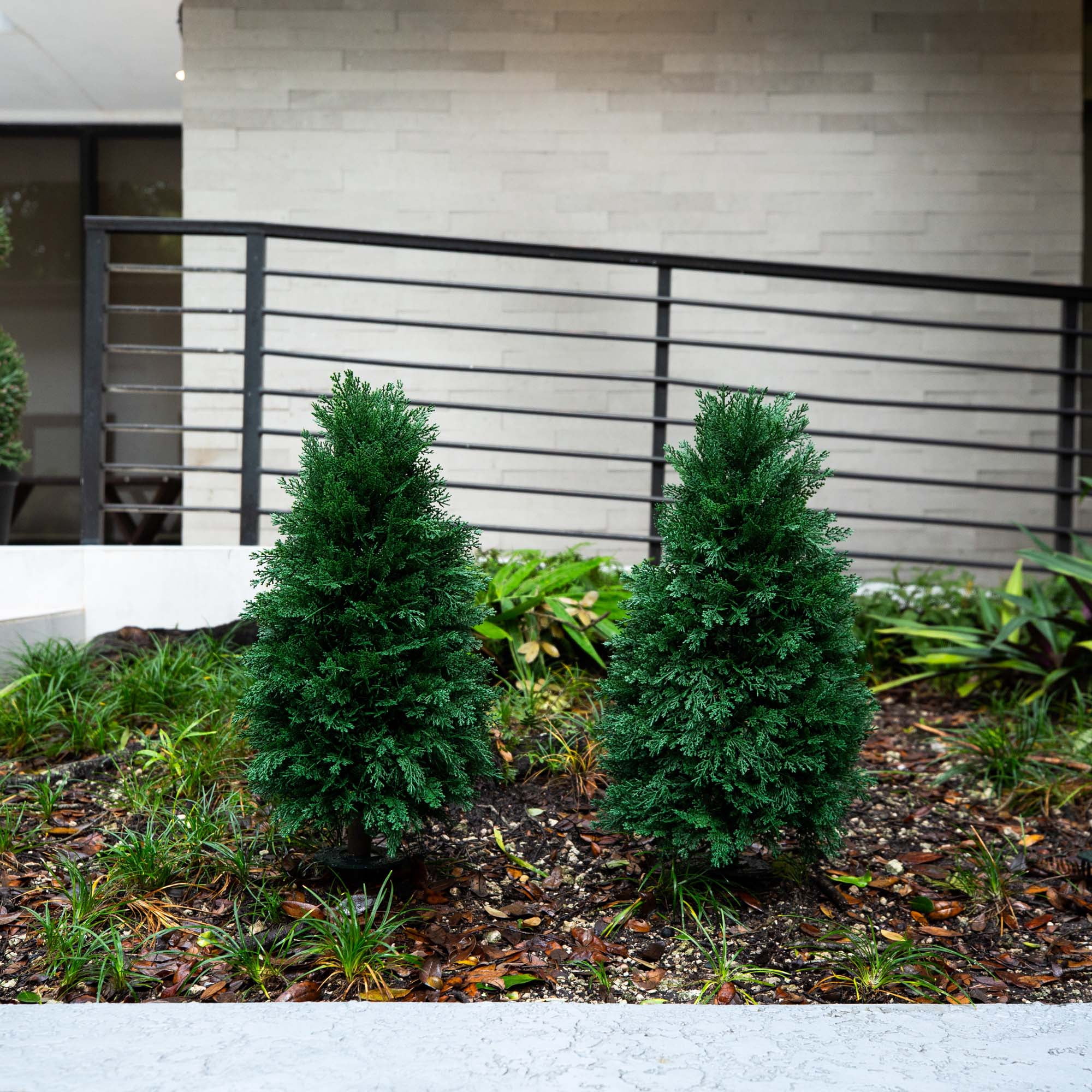 Nearly Natural 2.5ft. UV Resistant Artificial Cedar Plant with Integrated Ground Stake (Indoor/Outdoor) - Set of 2
