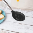 thumbnail image 2 of Solid and Slotted Cooking Spoon Large Silicone Cooking Spoon, Non Stick Solid Basting Spoon, Heat-Resistant Kitchen Utensils for Mixing, Serving, Draining (Black Solid - 1PC), 2 of 5