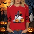 thumbnail image 2 of IDOCLOTHES Halloween Oversized Tshirts for Women Cute Ghost Pumpkin Printed 3/4 Length Sleeve Womens Tops Dressy Casual Graphic Tees T Shirts Women's Fall Fashion Clothing Red, M, 2 of 5