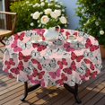 thumbnail image 4 of Butterfly and Red White Pattern Round Tablecloth 60"x60", Wrinkle Resistant Wipeable Table Cover for Kitchen Dining Room Picnic Patio and Party, 4 of 6