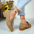 thumbnail image 6 of Women Pointed Toe Suede Slip on Loafers Mid Block Heel Comfort Dress Pumps, Versatile Casual office Slip on Shoes for Ladies Khaki 9.5(43), 6 of 9