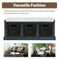 thumbnail image 6 of Wulawindy Rustic Storage Bench with 3 Removable Classic Rattan Basket , Entryway Bench with Removable Cushion, 6 of 7