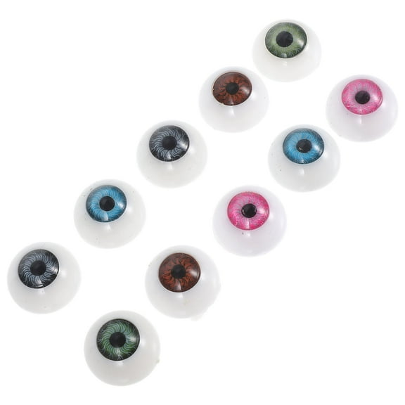 Masteelf 10pcs Realistic Doll Eyeballs For Diy Crafts Doll Bear Accessories Half Round Plastic Eyes For Stuffed Animal Making And Halloween Horror Props