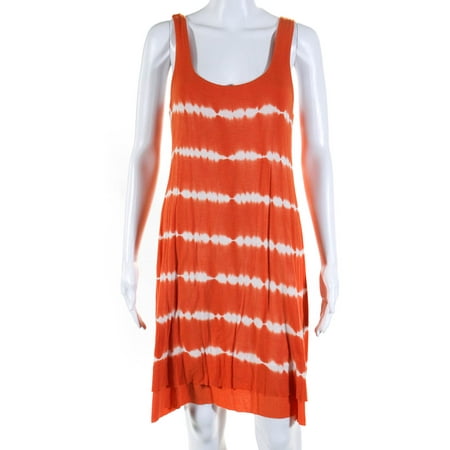 

Pre-owned|Designer Women s Sleeveless Scoop Neck A-Line Tie Dye Dress Orange Size Small