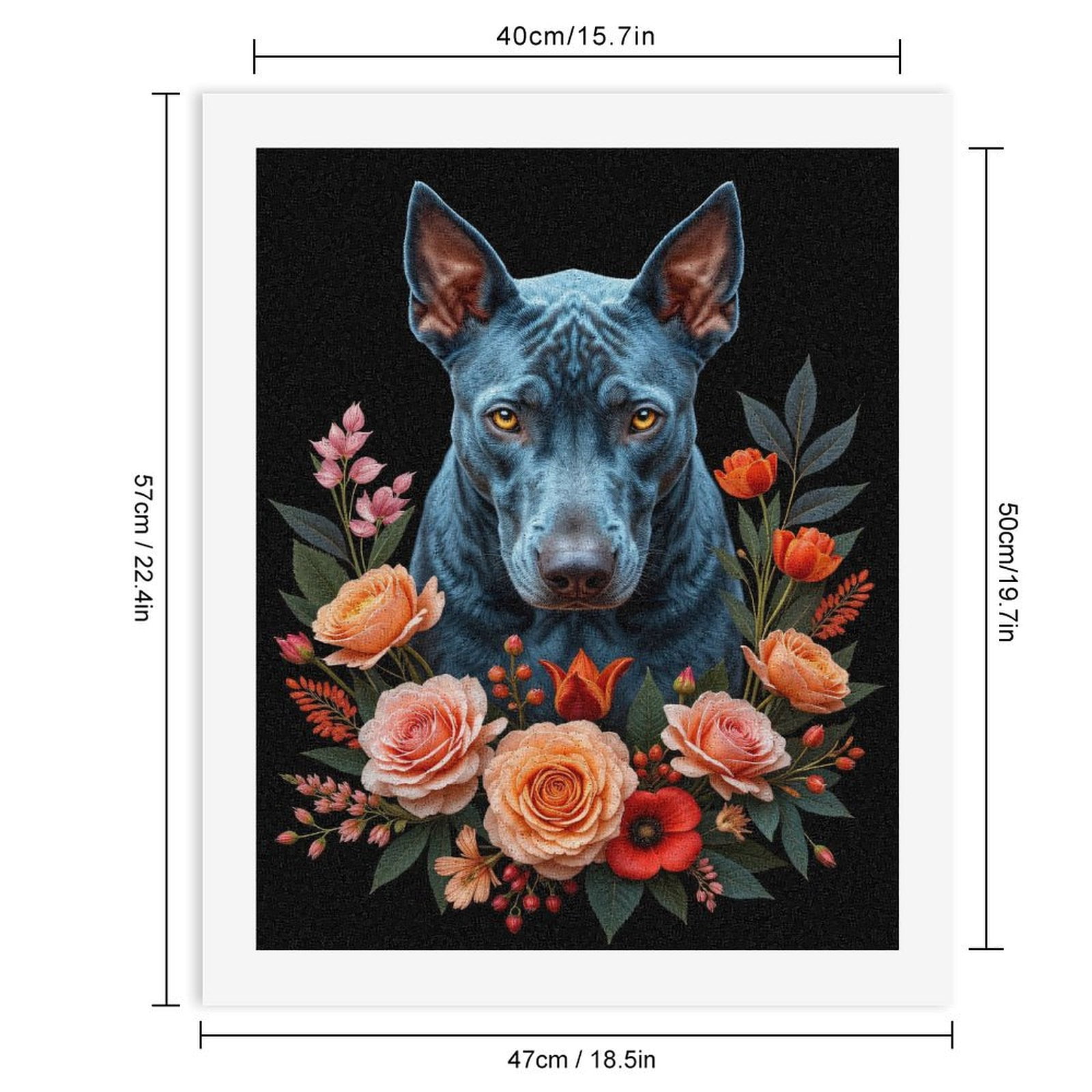 Paint By Numbers Kit for Adults Beginner - DIY Dog Floral Portrait Art Canvas Painting Kits for Adults, Frameless Paint By Number for Adults for Home Wall Decor 16x20 Inch