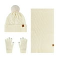 thumbnail image 2 of Anhility Winter Beanies Hat Scarf Gloves Set for Women Casual Solid Color Pom Beanie Hats Long Scarf Knit Soft Gloves New Year Birthday Christmas Mom Gifts for Mom Wife and Co-workers, White, 2 of 5
