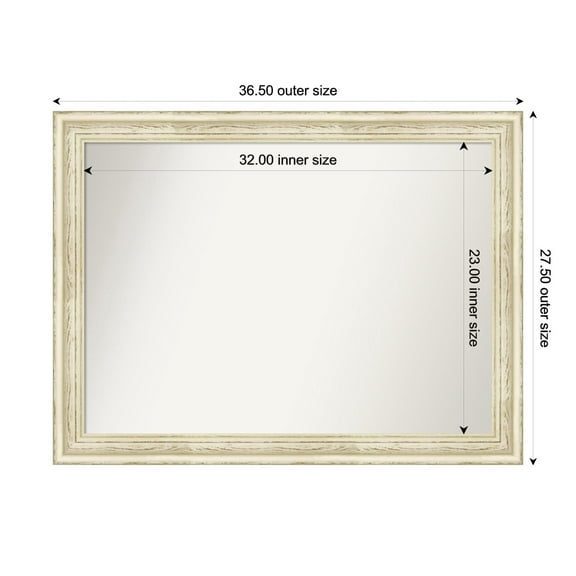 Amanti Art Custom Wall and Bathroom Mirror (27.5 x 36.5 in.), Country White Wash Frame