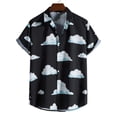 thumbnail image 2 of Mens Shirts Casual Printed Button Down Short Sleeve Lapel Blouses Beach Comfortable Loose Summer Tops Black XXL, 2 of 7