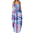 thumbnail image 1 of Lenago Robes d'Invité de Mariage Grande Taille pour Femmes Été Imprimé Sans Manches Col Rond Aguichant Robe d'Été Décontractée Fluide Robe de Plage en Liquidation, 1 of 5