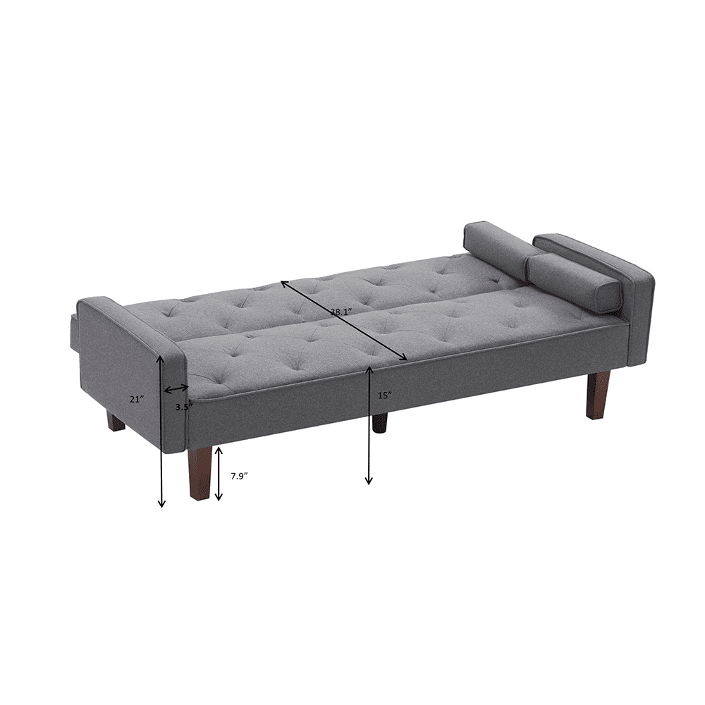 Private Jungle Grid Tufted Futon Sofa Couch/Bed with Adjustable Backrest, Gray Private Jungle Grid Tufted Futon Sofa Couch/Bed with Adjustable Backrest, Gray
