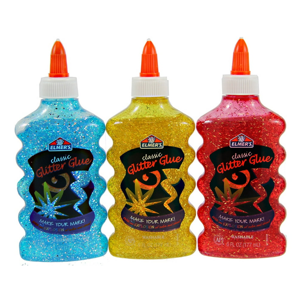 Elmer's Liquid Glitter Glue, Washable, Assorted Colors, 6 Ounces Each