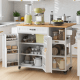 thumbnail image 5 of Aiho Rolling Island Table with Storage, 41.2" W Kitchen Island on Wheels with Drop Leaf & Spice/Towel Rack & Adjustable Shelf, Perfect for Kitchen, Living Room, White, 5 of 11