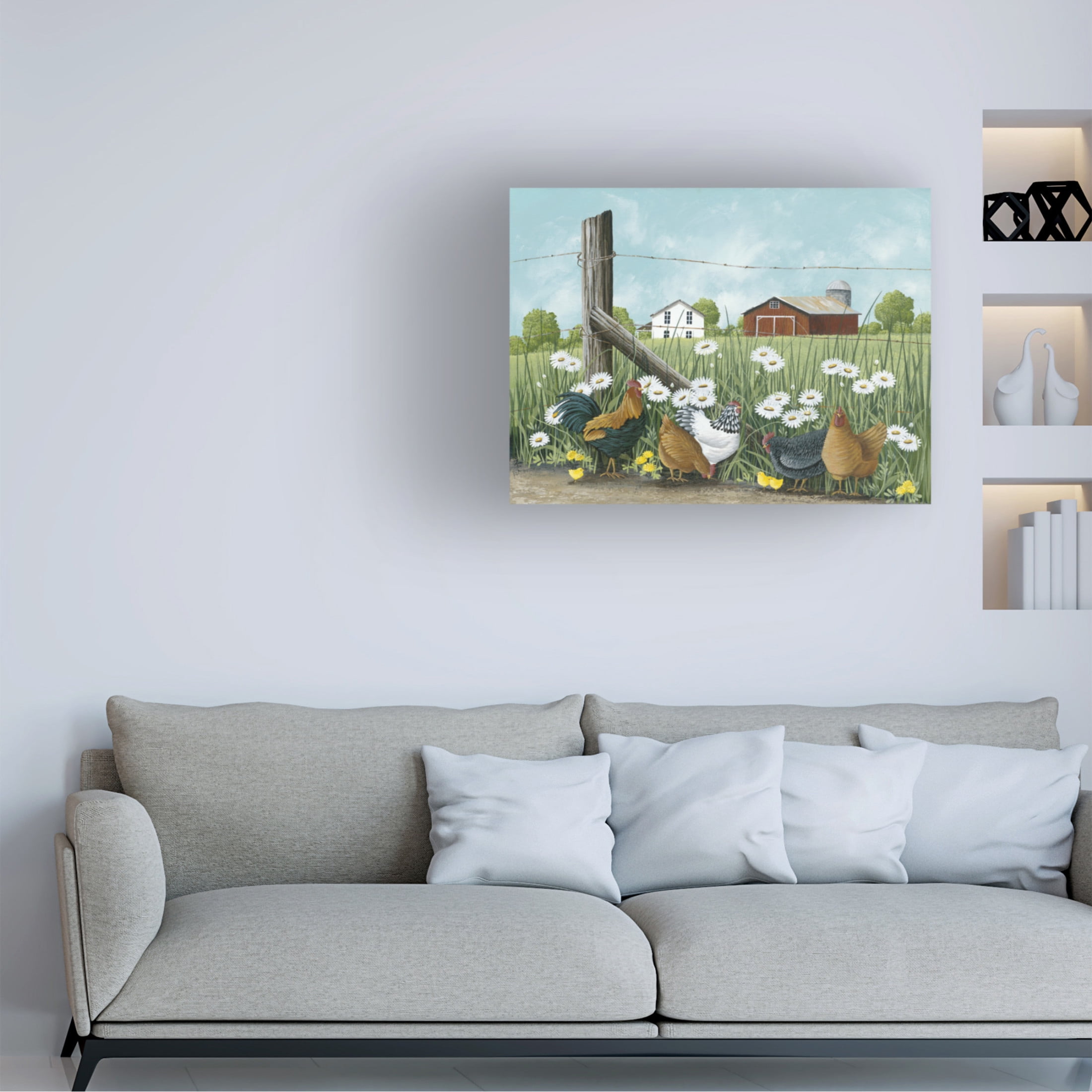 Canvas Wall Art - Tanya Nyp 'Free range Chickens' Wall Art for Living Room, Bedroom, or Office Décor by Trademark Fine Art - 32 x 24 Inches