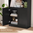 thumbnail image 4 of Hiphuta 73" Tall 6-Tier Bookcase with Cabinet, 26" Wide Minimalist Single Row Bookshelf with 2 Doors and 4 Open Shelves, for Office Living Room, Black, 4 of 7