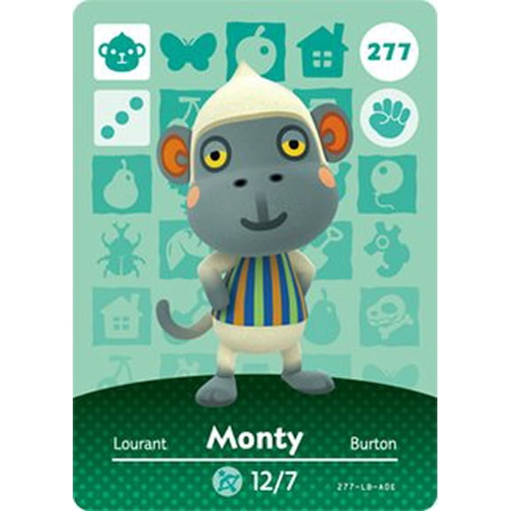 Monty - Tarjeta Amiibo de Nintendo Animal Crossing Happy Home Designer - 277
