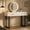 White, variant on Tzou Vanity Desk with Mirror & 3-Color LED Lights - 49.2" Adjustable Brightness Makeup Station w/ 2 Drawers, Waterproof Top(/Black)